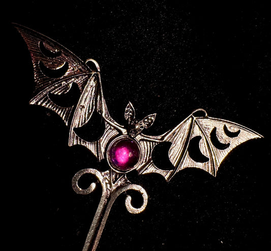 Amethyst Bat Moon Phase Hair Sword
