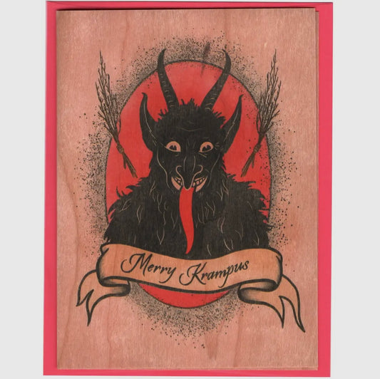 Merry Krampus Wood Card