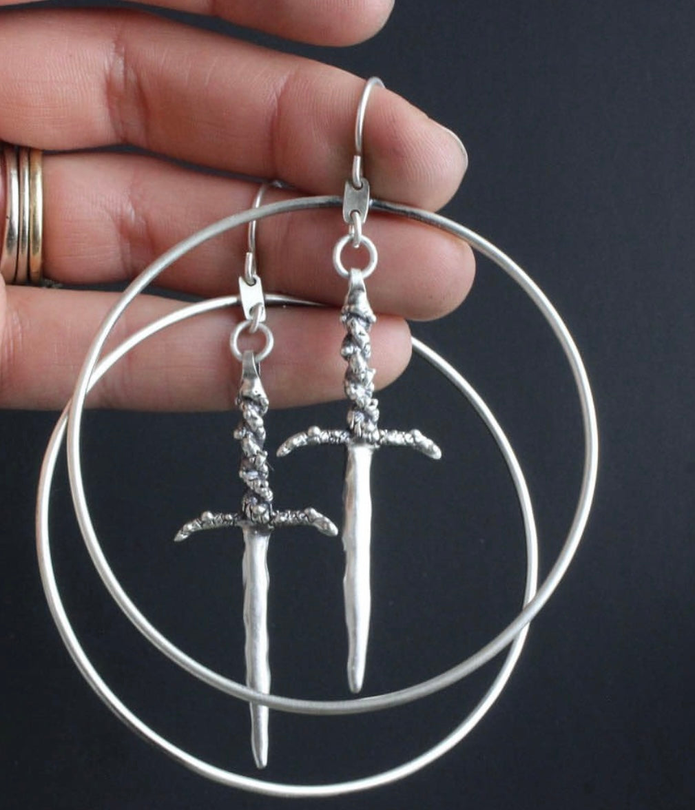 Ritual Dagger Hoop Earrings - Large