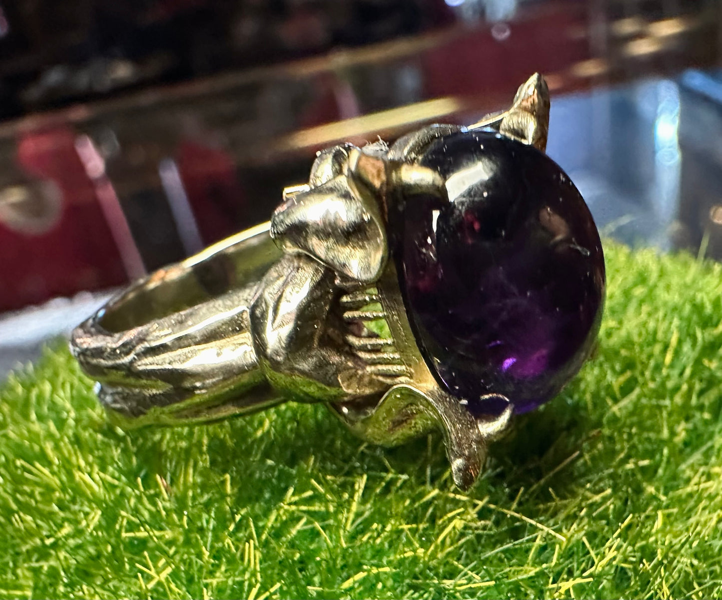 Amethyst Snake Coil Ring In White Bronze by Julian the 2nd