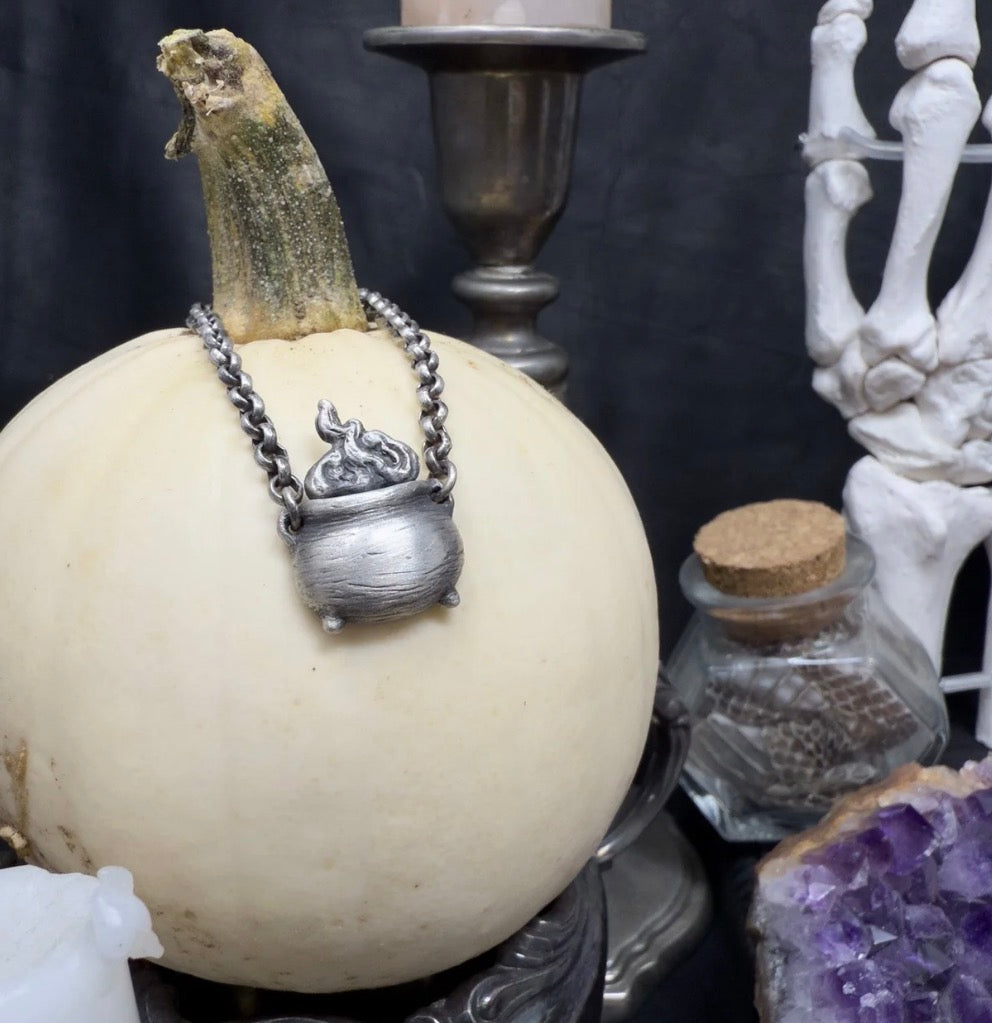 Cauldron & Smoke Witchy Pendant by Uneven Creations