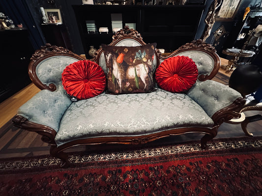 Crimson Velvet Round Smocked Round Pillow - 12 Inch