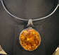 Orange CZ Sterling Silver Sword Clasp Necklace by Julian the 2nd