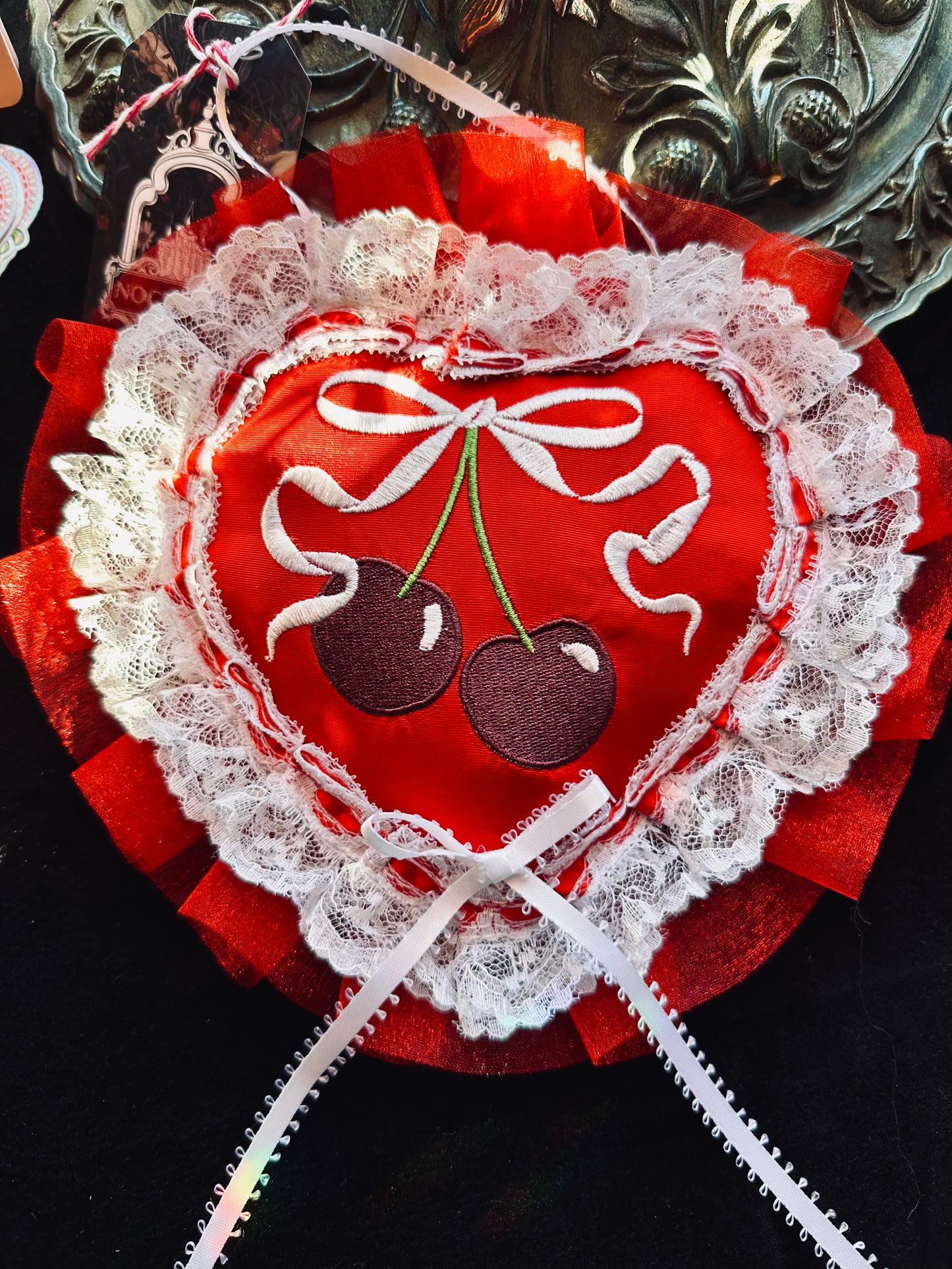 Red Cherry Valentine Hanging Heart by Dirty Pillows