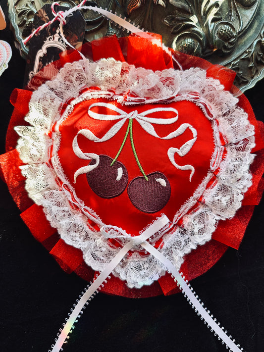 Red Cherry Valentine Hanging Heart by Dirty Pillows