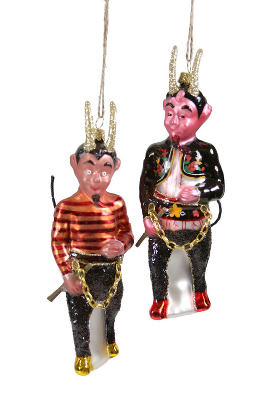 Playful Lil’ Krampus Glass Ornaments