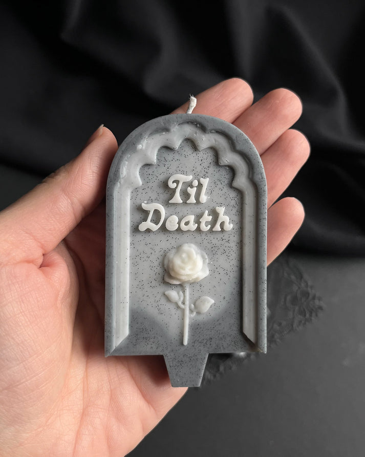 Graveyard Wanders - Til Death ~ Tombstone Milestone Candle