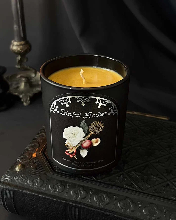 Sinful Amber ~ 55 Hour Container Candle by Graveyard Wanders (Amber & Soft Florals)