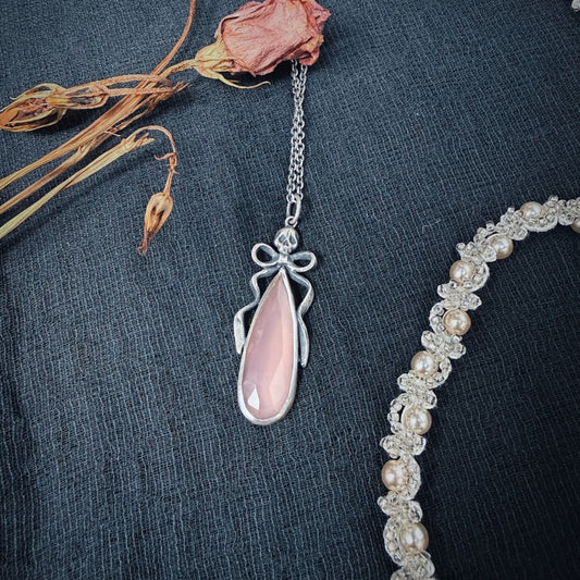 Big Pink Chalcedony Death by Ribbons Pendant by Uneven Creations x Olivia Faust