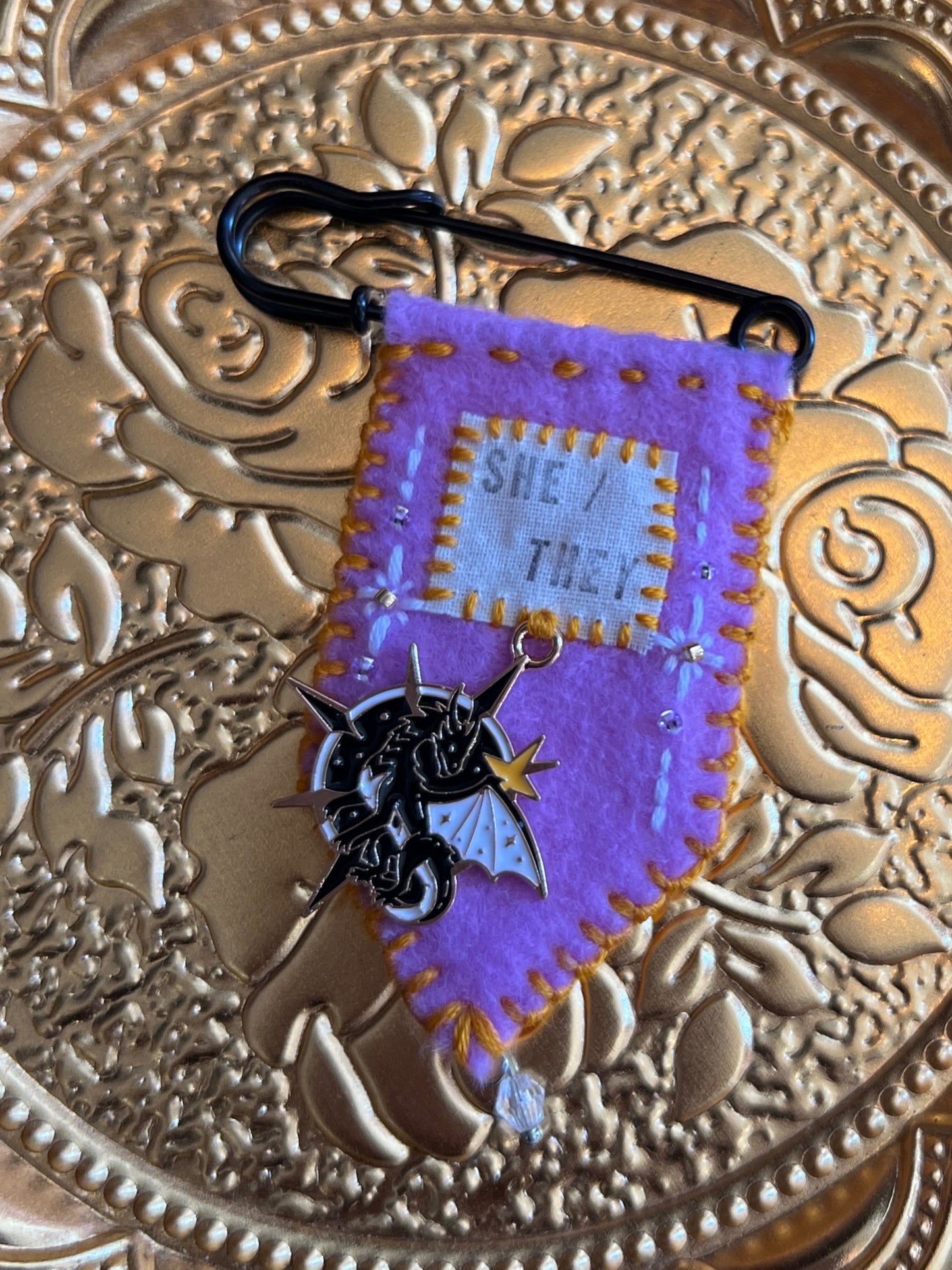 Handmade Pronoun Pins by Gentle Repose