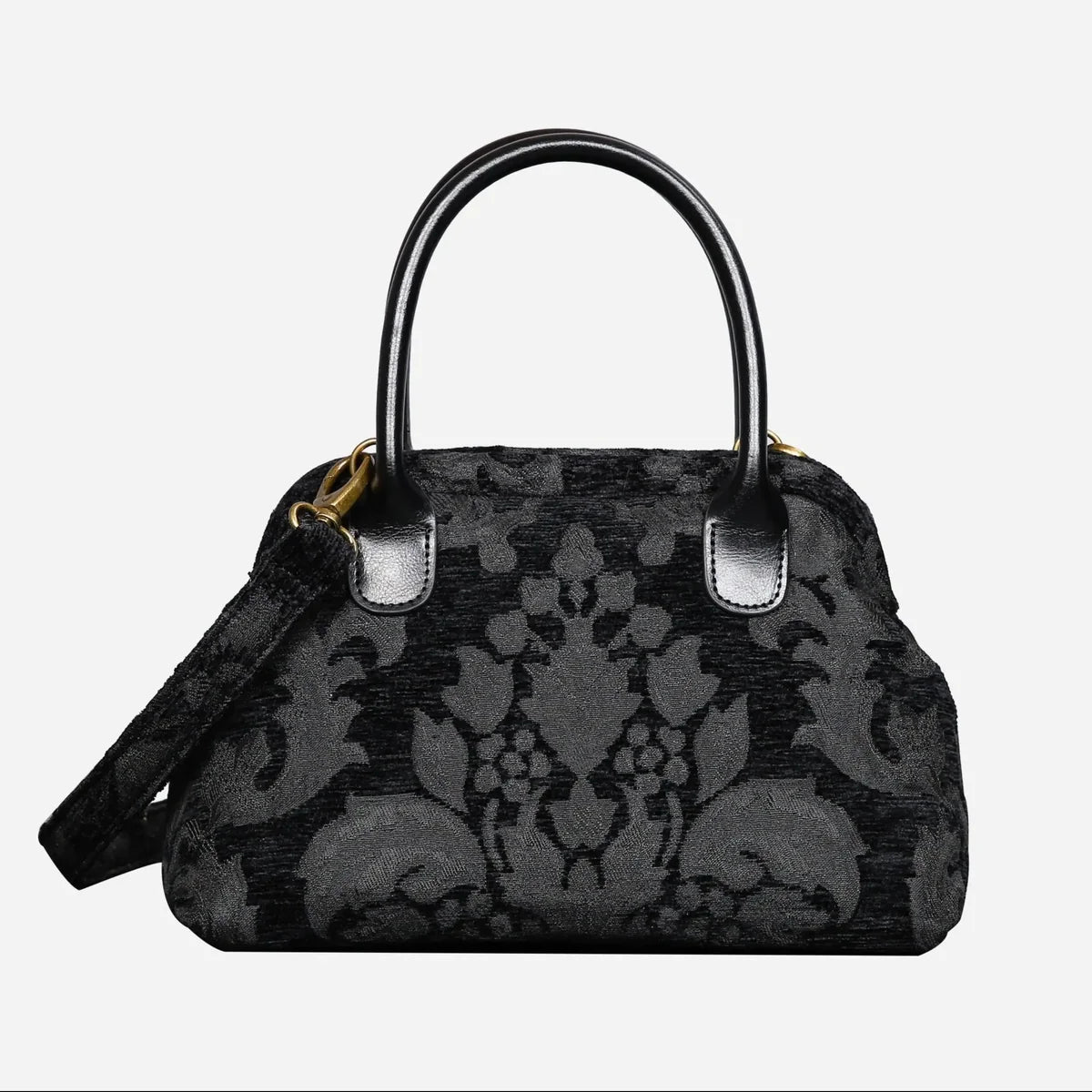 Victorian Blossom Black/Black Carpet Satchel