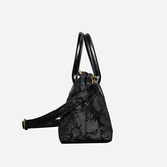 Victorian Blossom Black/Black Carpet Satchel