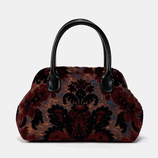 Burnout Velvet Wine Carpet Satchel