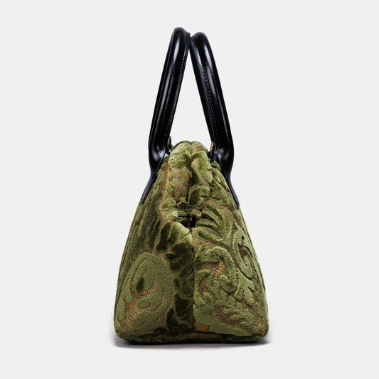 Burnout Velvet Fern Green Carpet Satchel