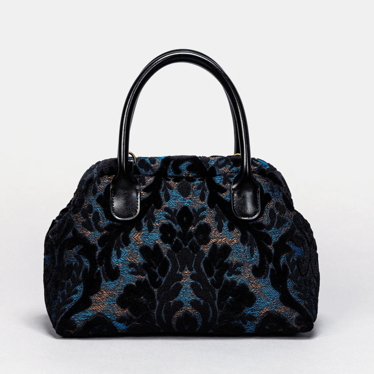 Burnout Velvet Black/Blue Carpet Satchel