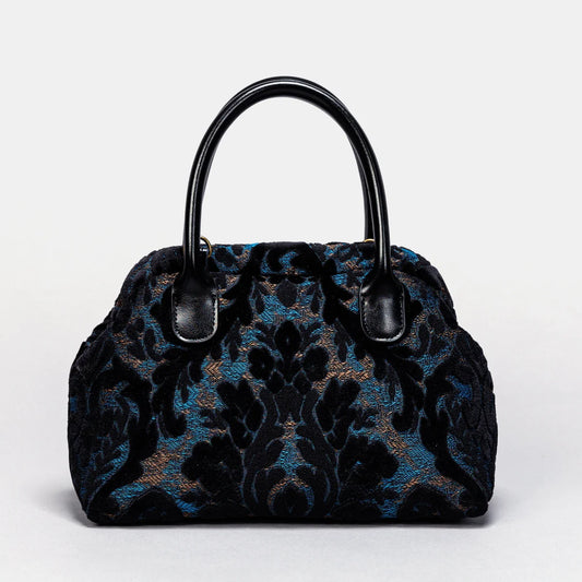 Burnout Velvet Black/Blue Carpet Satchel