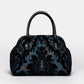 Burnout Velvet Black/Blue Carpet Satchel