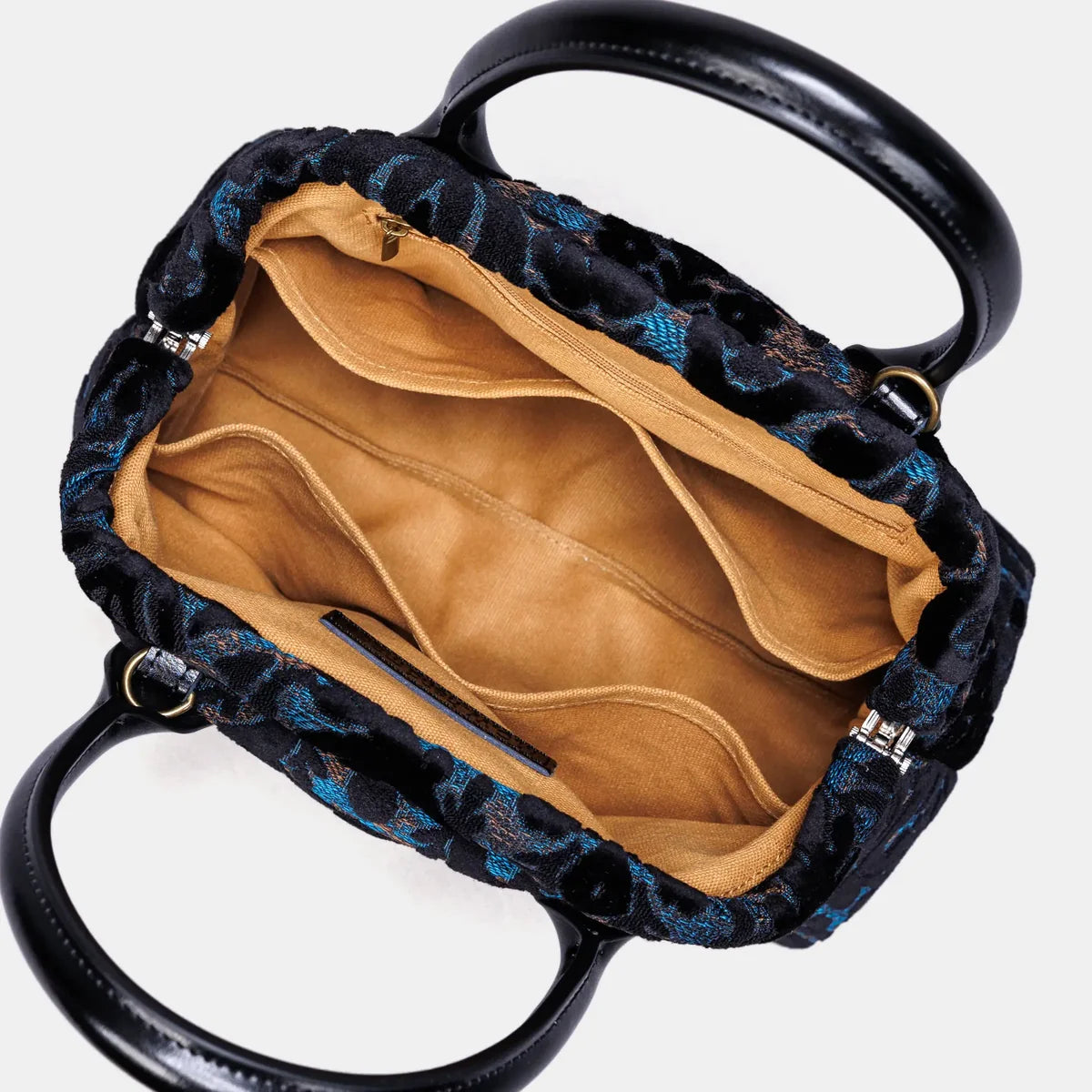 Burnout Velvet Black/Blue Carpet Satchel