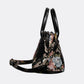 Floral Black Leather Black Carpet Satchel