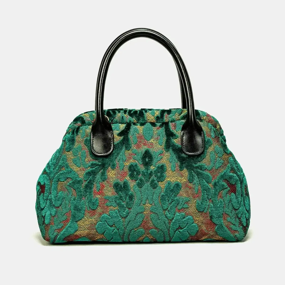 Burnout Velvet Jade Green Carpet Satchel