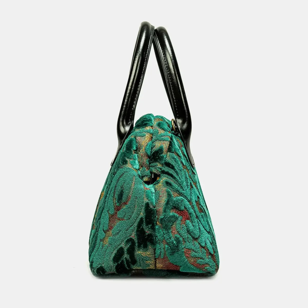 Burnout Velvet Jade Green Carpet Satchel