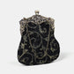 VINTAGE SCROLL BLACK/Gold CHATELAINE PURSE LARGE