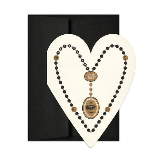 Black Rosary Heart Greeting Card by Open Sea