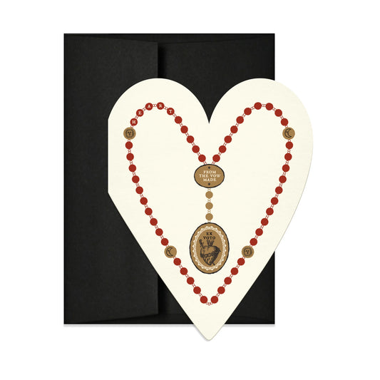 Red Rosary Heart Greeting Card by Open Sea