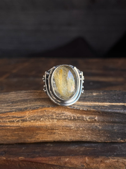 Eluned Rutilated Quartz Ring in Sterling Silver