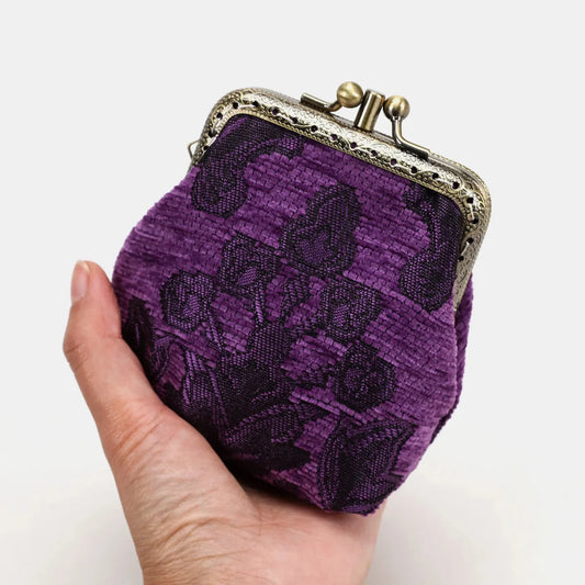 Victorian Blossom Purple Double Kiss Clasp Coin Purse