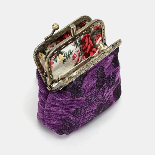 Victorian Blossom Purple Double Kiss Clasp Coin Purse