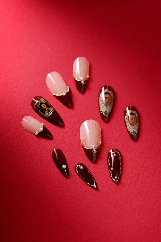 Frida Kahlo Almond Press-On Nails