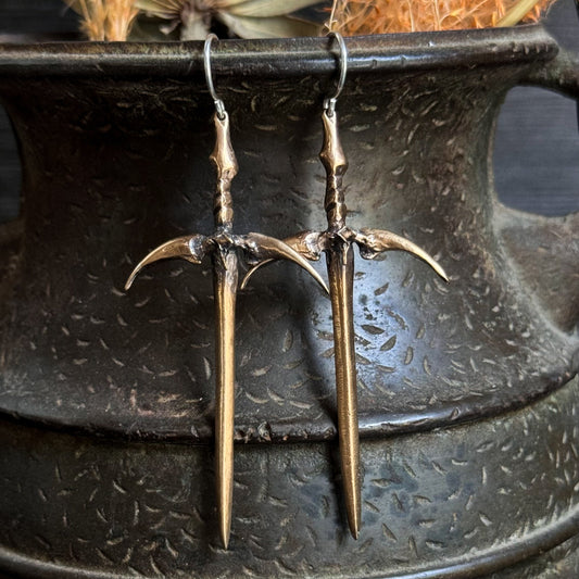 Sorcerer Sword Dangles in Brass by Acid Queen