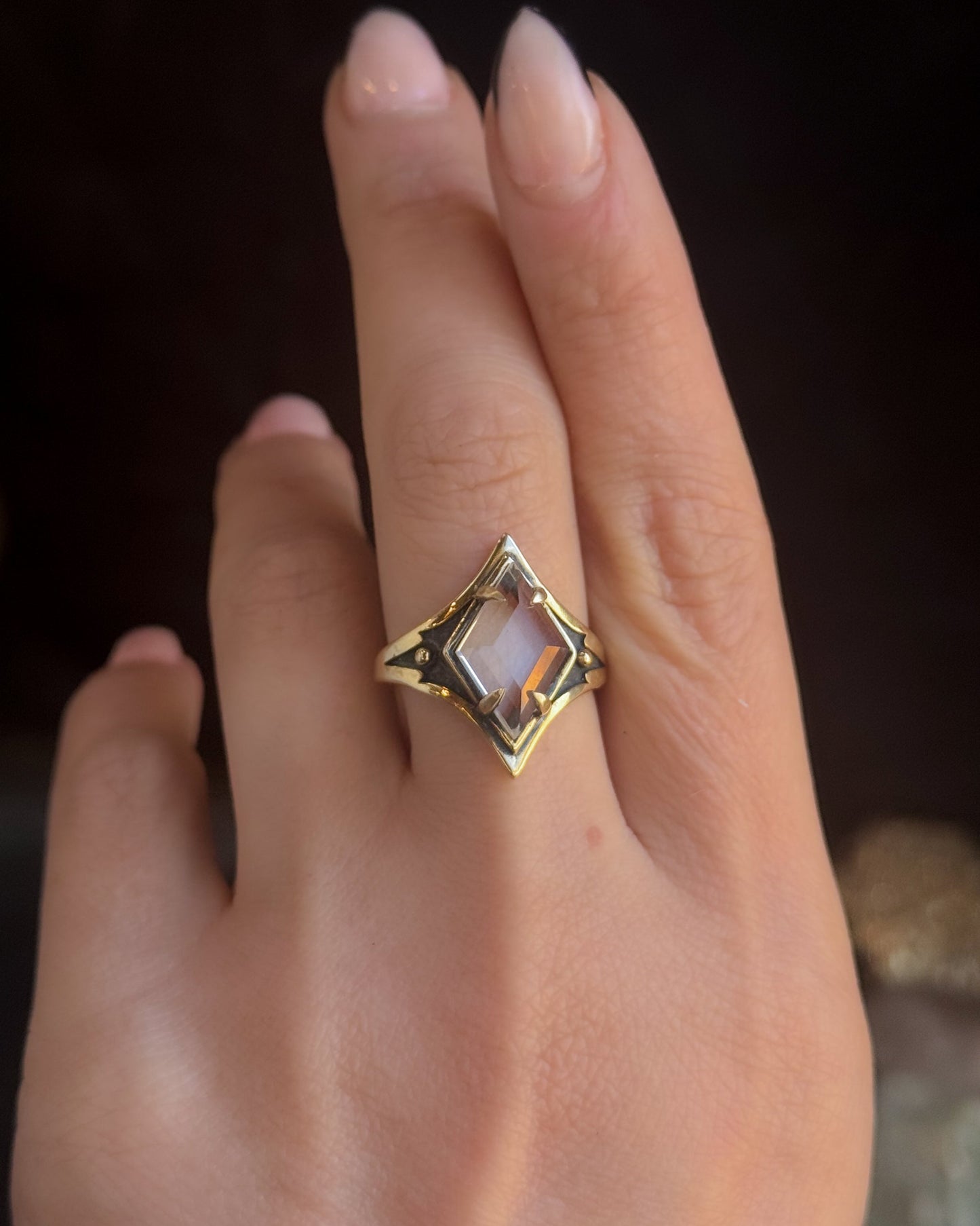 Grounded Quartz Ring in Brass by Acid Queen