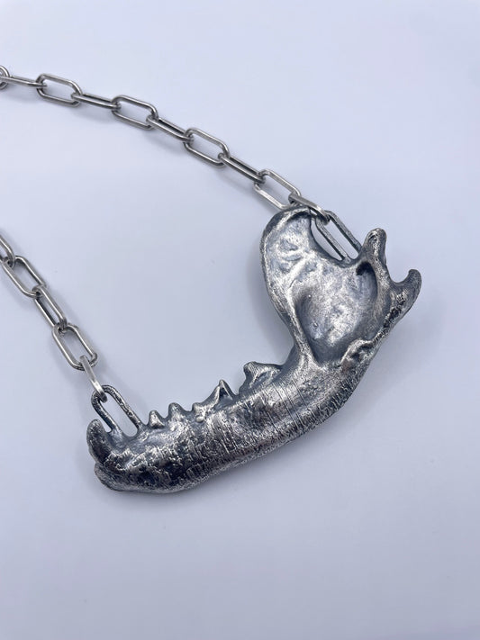 Ethically Sourced Canine Jawbone Sterling Silver Necklace by Inex Jewelry