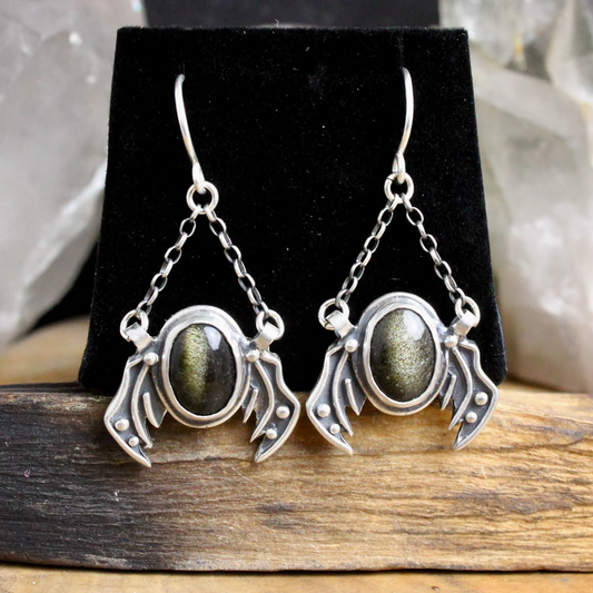 Winged Prophetess Earrings (Amber, Labradorite and Black Sheen Obsidian Available)