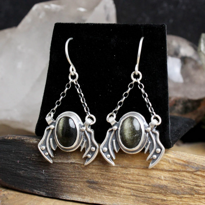 Winged Prophetess Earrings (Amber, Labradorite and Black Sheen Obsidian Available)