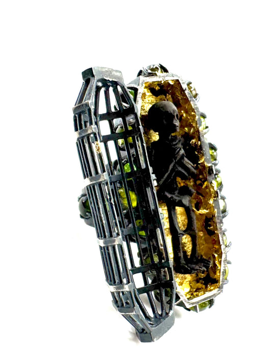Gibbet Coffin Ring in Sterling Silver and Tourmaline by Julian the 2nd