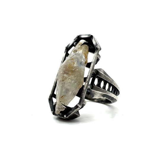 Ancient Origins Raw White Sapphire Ring in Sterling Silver by Julian the 2nd