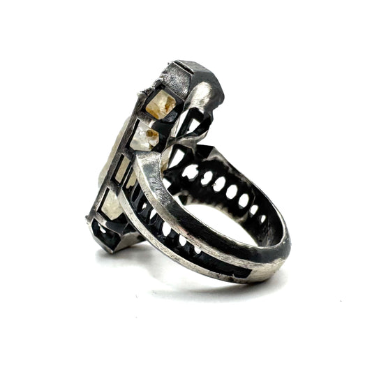 Ancient Origins Raw White Sapphire Ring in Sterling Silver by Julian the 2nd
