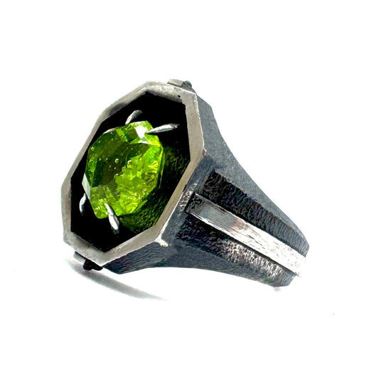 Green Bridewell Citadel Ring in Sterling Silver by Julian the 2nd