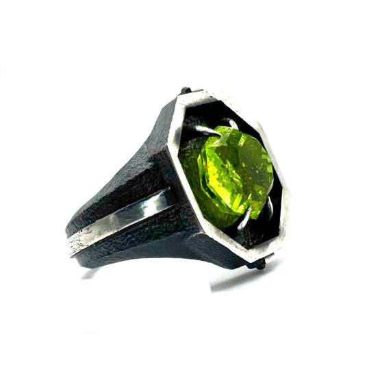 Green Bridewell Citadel Ring in Sterling Silver by Julian the 2nd