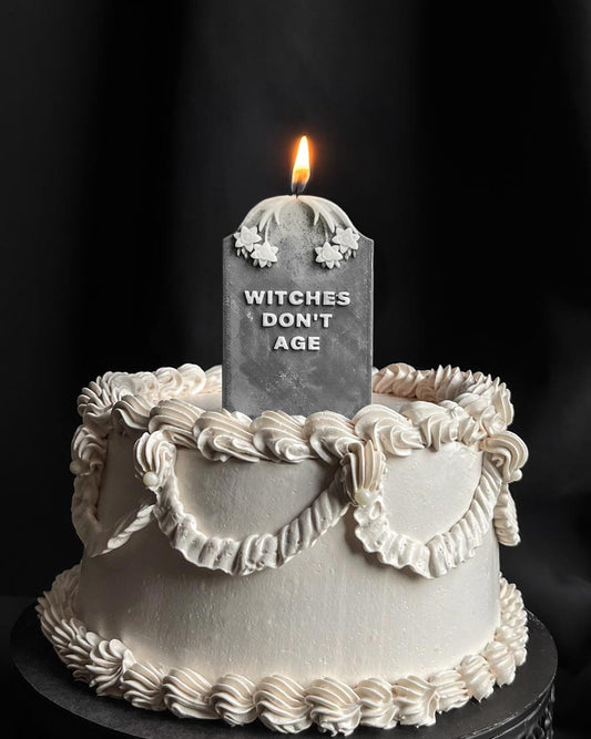 Witches Don't Age Tombstone Candle by Graveyard Wanders