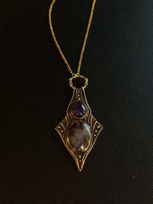 Nimue Necklace OOAK Amethyst + Amethyst Bronze