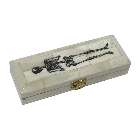 Skeleton Scrimshaw Ox Bone Box