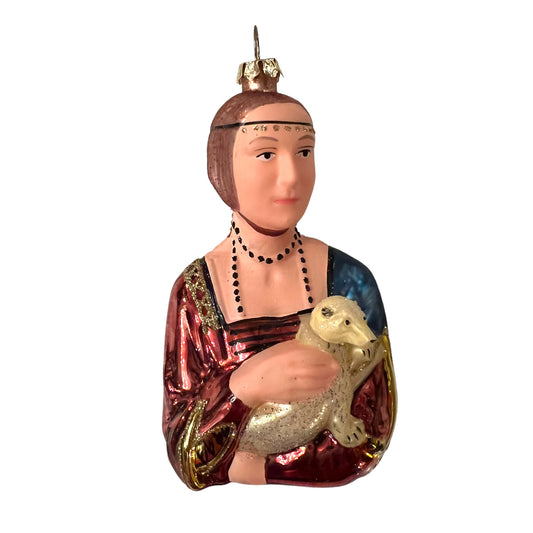 Lady with Ermine Glass Ornament