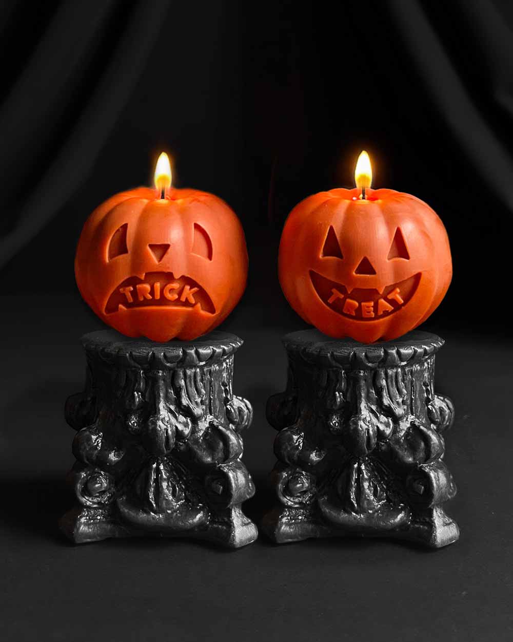 Trick or Treat Pumpkin Candle by Graveyard Wanders