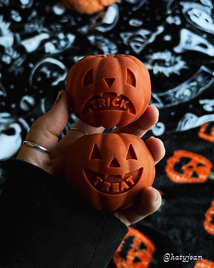 Trick or Treat Pumpkin Candle by Graveyard Wanders