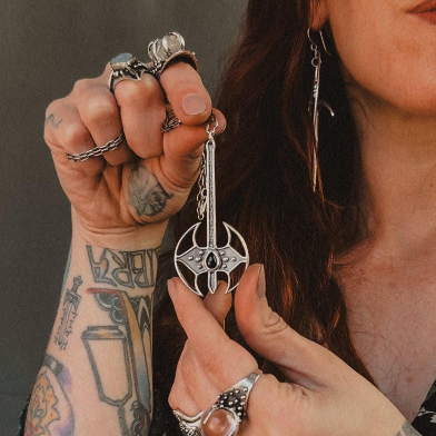 Battle Axe & Onyx Necklace