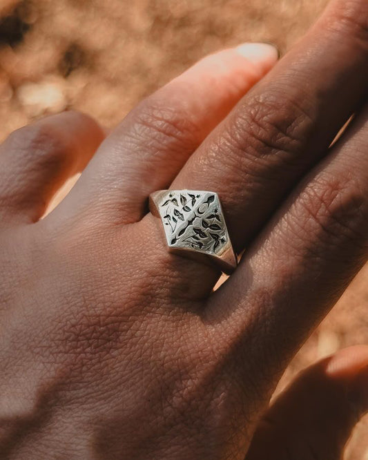 Lemon Balm Plant Magick Signet Ring by Acid Queen
